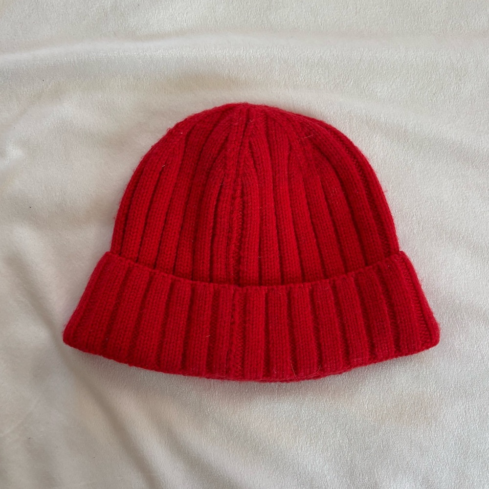 Urban Outfitters Bold Red Ribbed Beanie